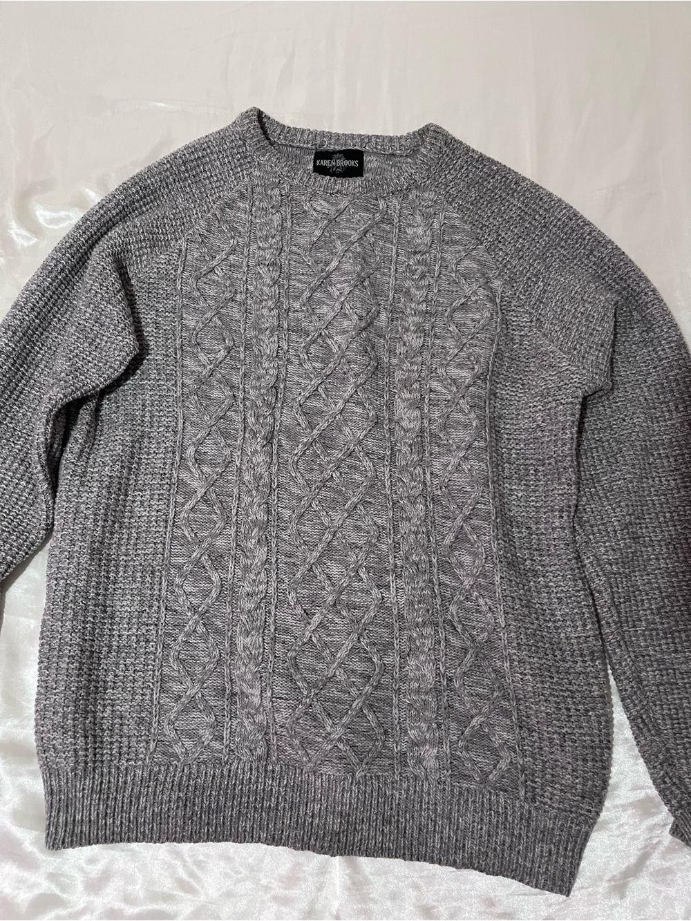 Men’s Heather Gray Cable Crewneck Sweater